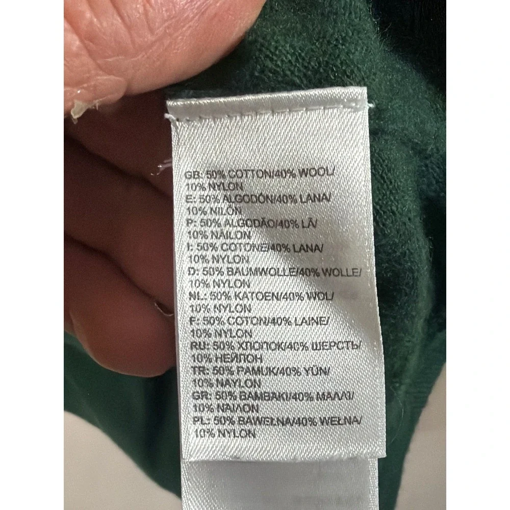 The North Face Mens Forest Green Cotton Wool Blend Quarter Zip Sweater‎ Large